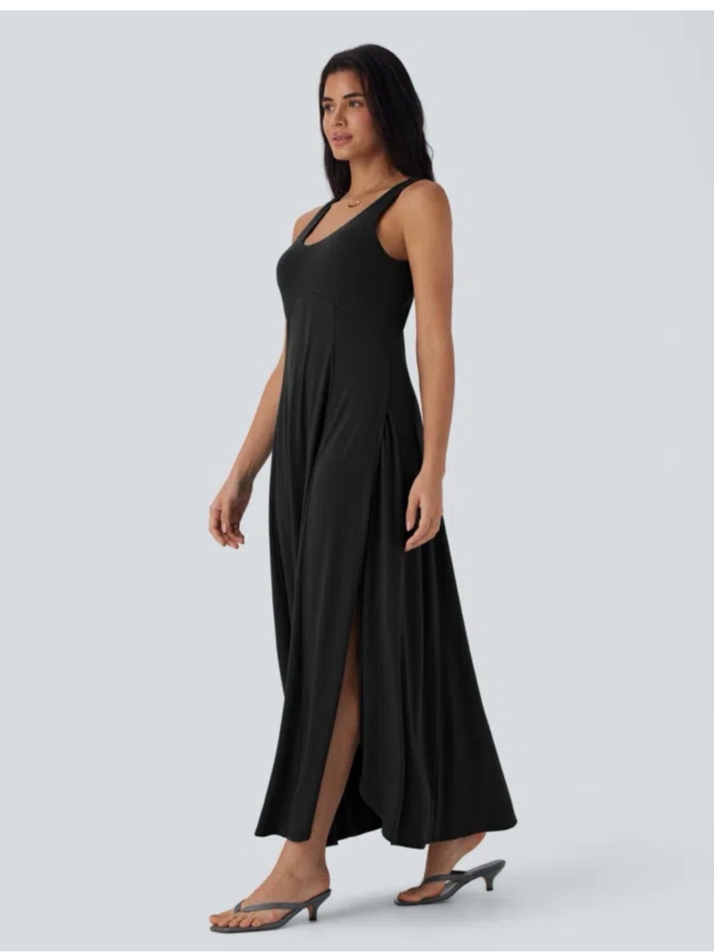 HALARA Black Sleeveless Maxi Dress with Side Slits Size S